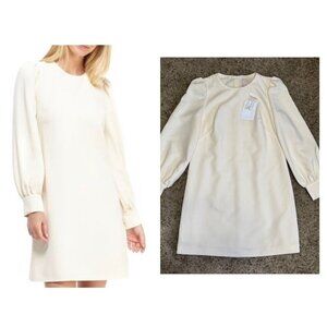 NWT GAL MEETS GLAM Tallulah Dress Ivory Puff Sleeve Pearl Bride Quiet Lux Sz 6
